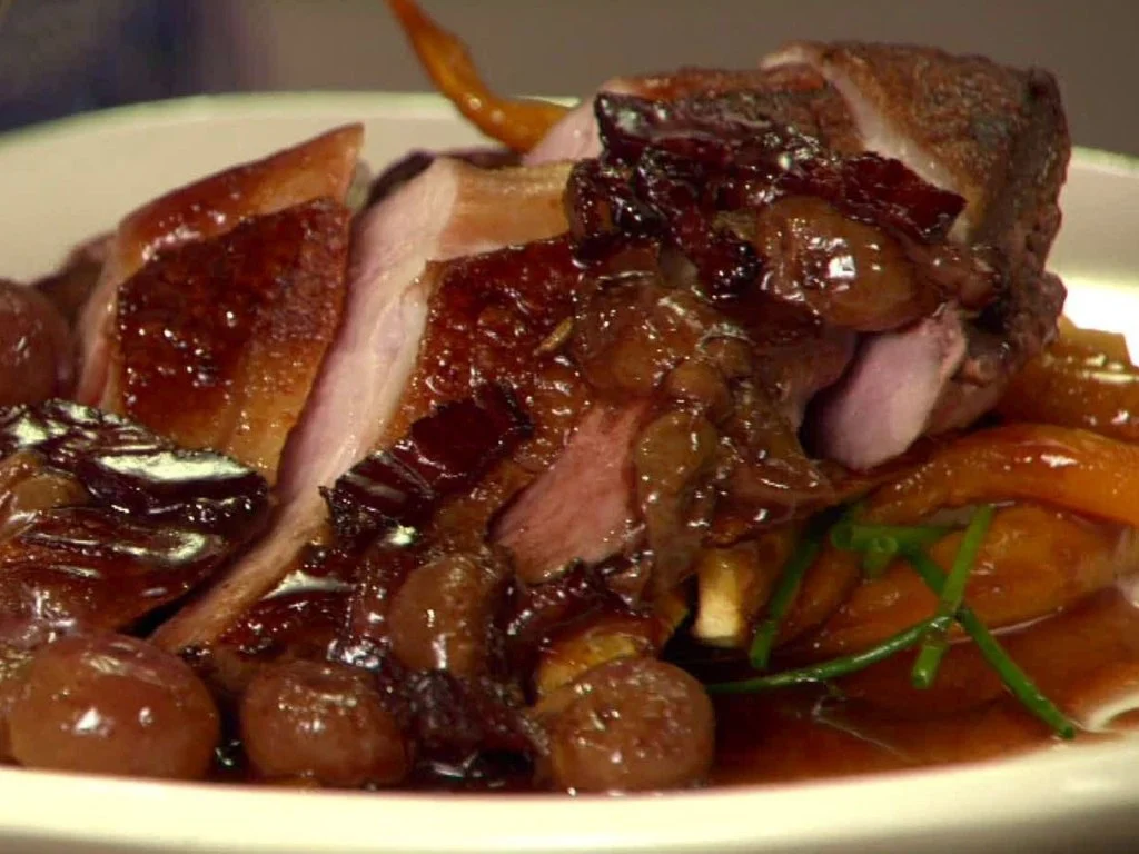 Seared Steak with Pan-Roasted Grape & Port Sauce